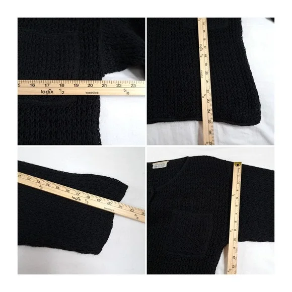 Claude Barthelemy Paris Oversized Sweater S Black 100% Wool Chunky Crochet Knit - Picture 5 of 10